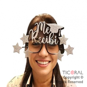 ANTEOJOS ME RECIBI DECO ESTRELLAS PLATA x 1